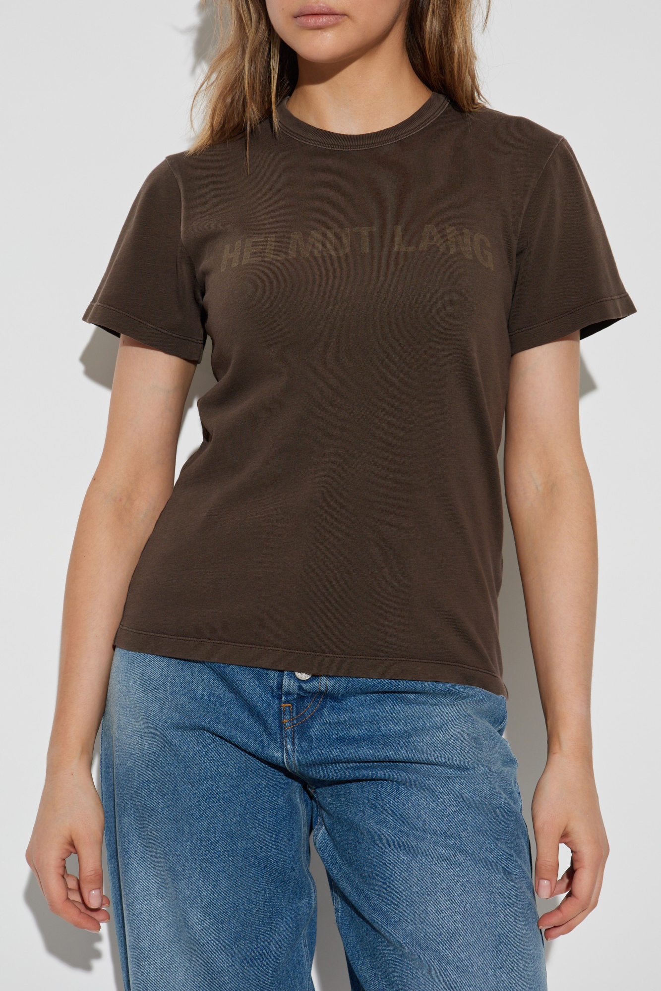 トップス helmut lang Knit brown Helmut Lang - Women's Rib-Knit Wool Top